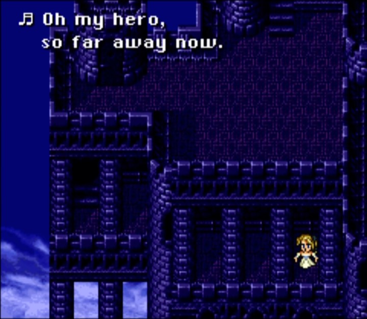 Image of Celes singing in the opera house.